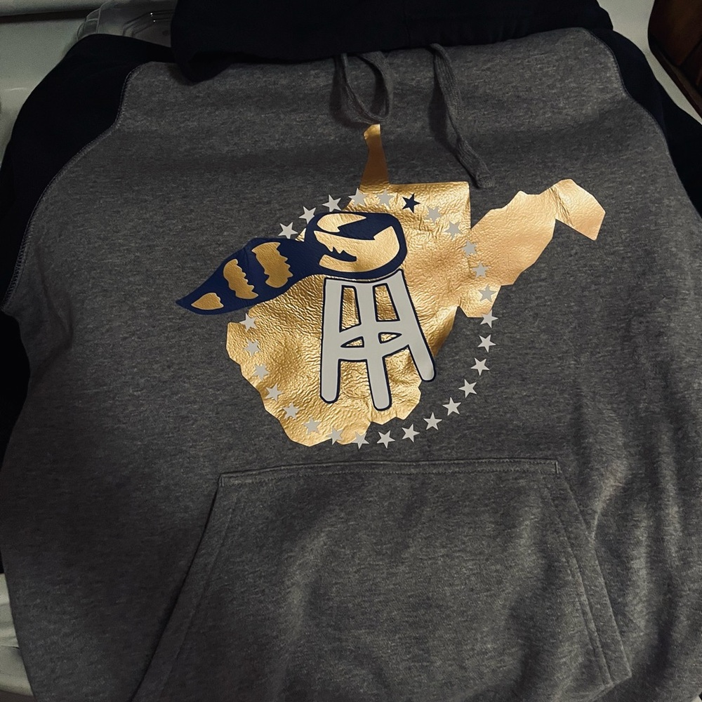 Gray and Gold Graphic Hoodie